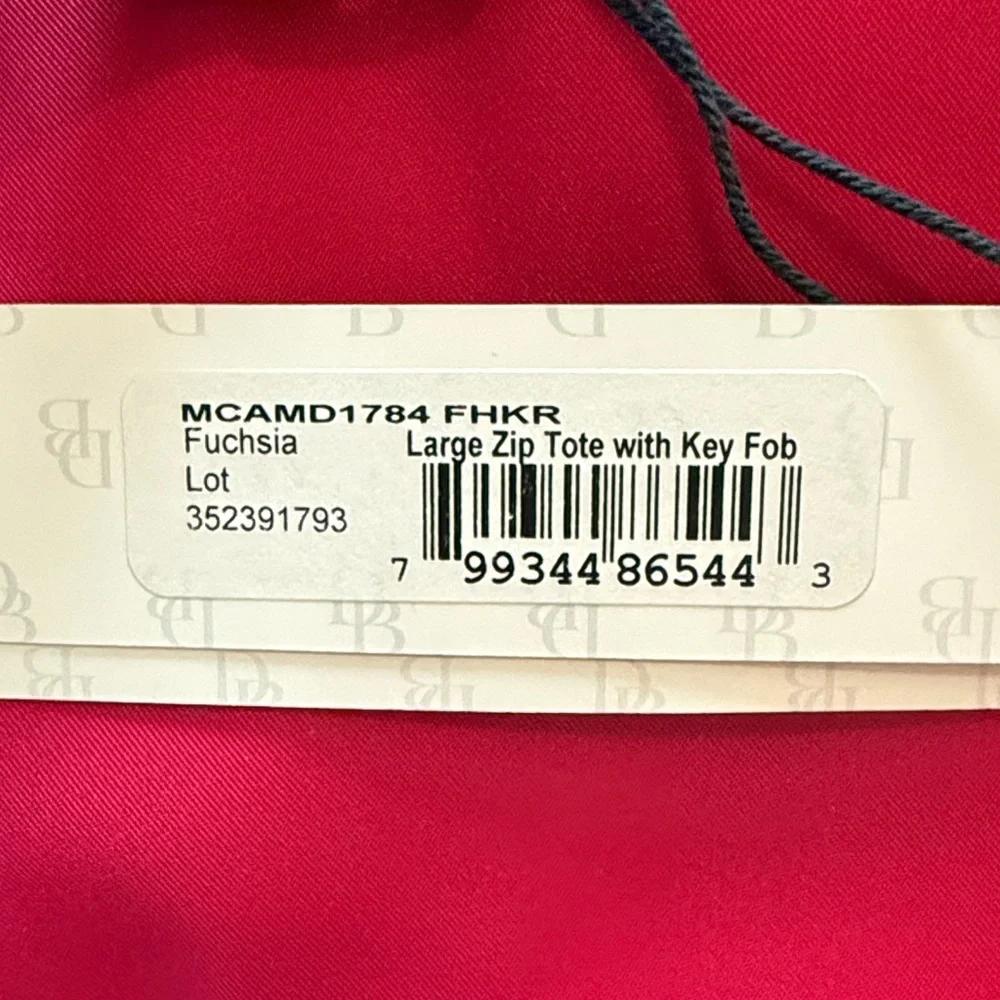 Brand New with tags Dooney & Bourke Fuchsia Tote with Brown Straps - Picture 4 of 7